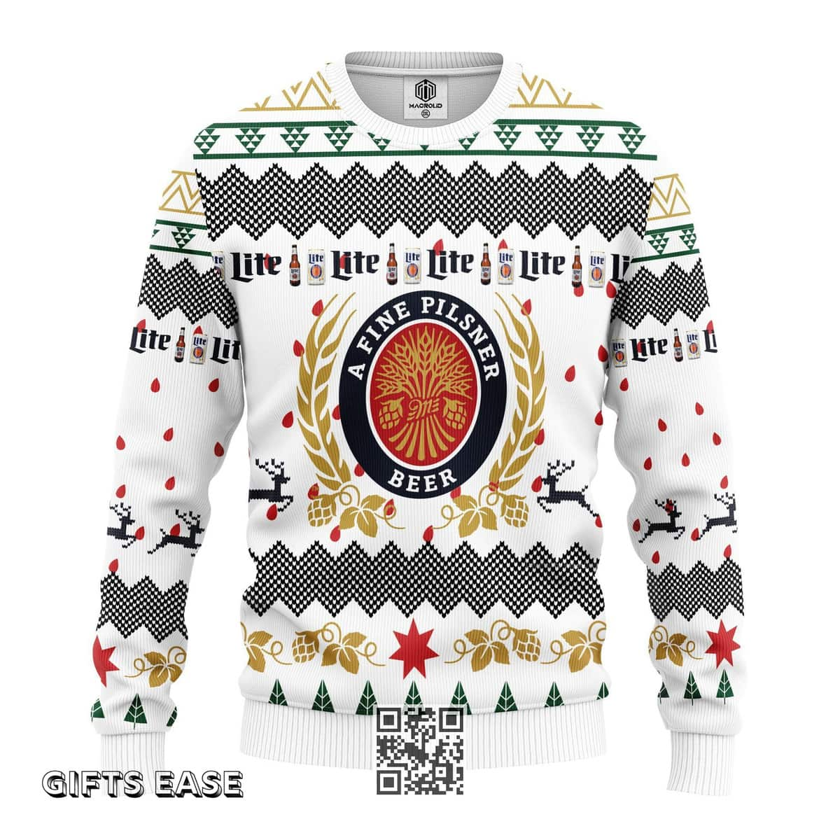 A Fine Pilsner Beer Miller Lite Ugly Christmas Sweater Gift For Best Friends