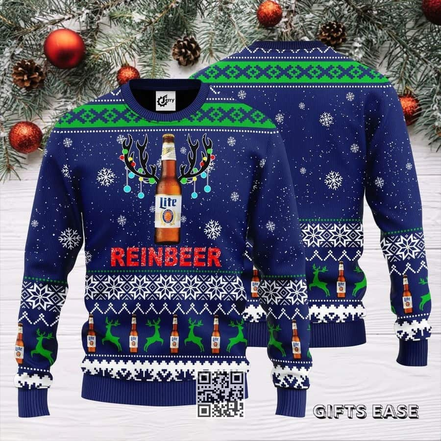 Miller Lite Beer Ugly Christmas Sweater Gift For Friends