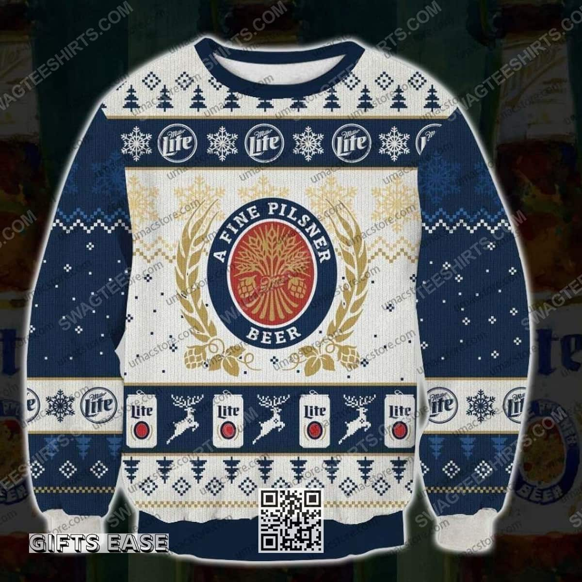 Miller Lite Beer Ugly Christmas Sweater A Fine Pilsner Gift For Best Friends