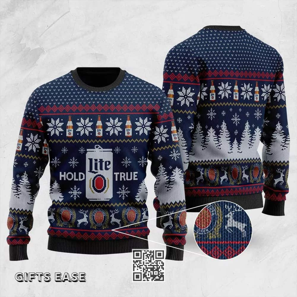 Miller Lite Ugly Christmas Sweater Hold Lite True Beer Gift For Him