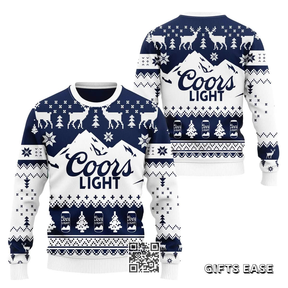 Coors Light Beer Blue White Ugly Christmas Sweater Gift For Daughter From Dad