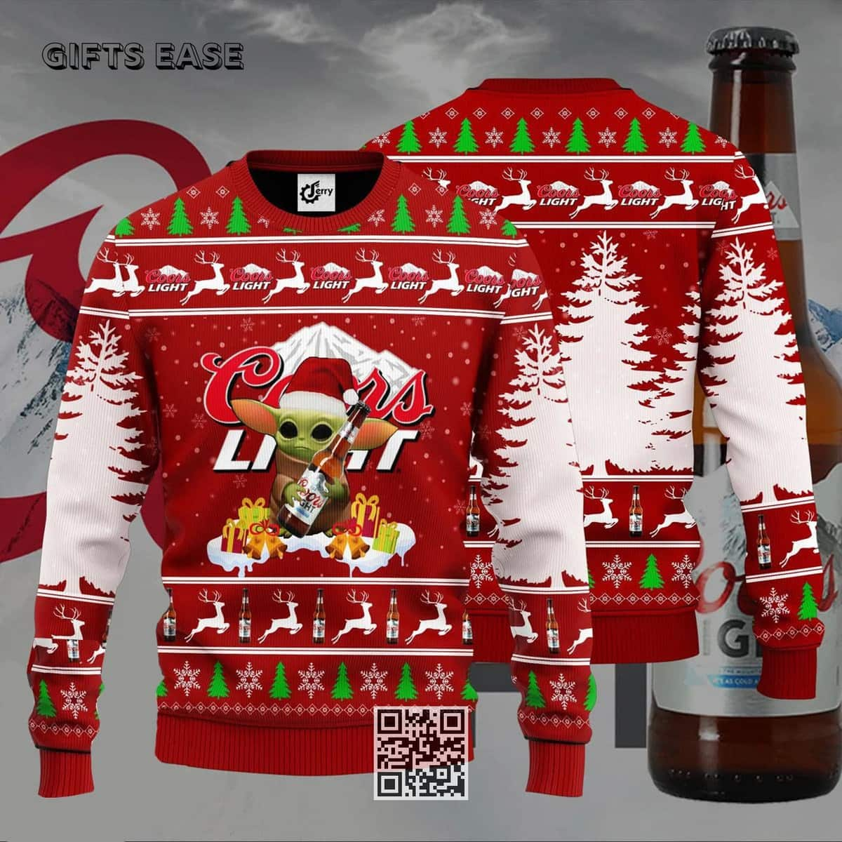 Christmas Baby Yoda Loves Coors Light Ugly Christmas Sweater Beer Gift For Best Friends