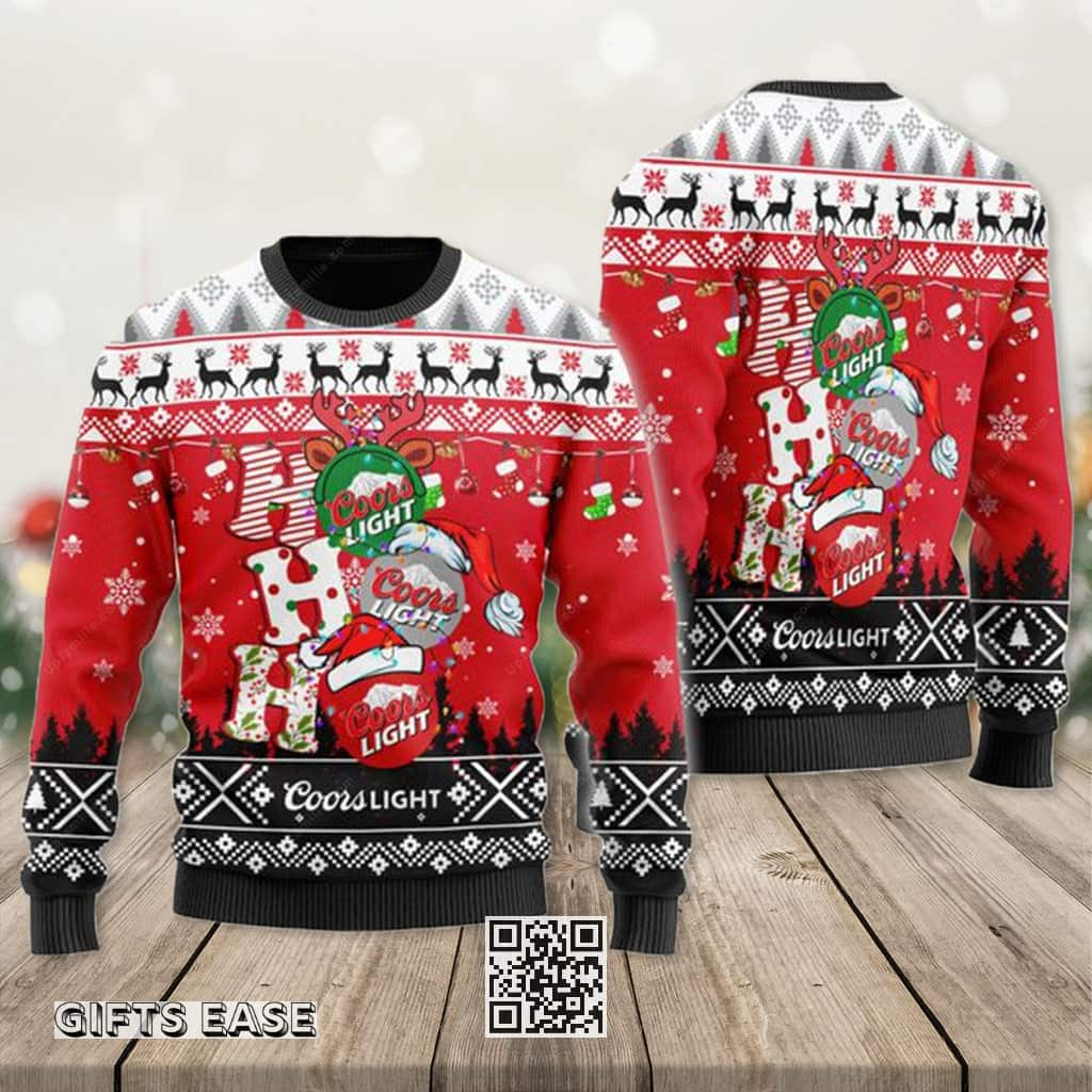 Funny Coors Light Ugly Christmas Sweater Ho Ho Ho Christmas Theme Beer Lovers Gift