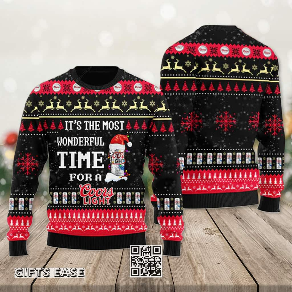 It's The Most Wonderful Time For A Coors Light Beer Ugly Christmas Sweater