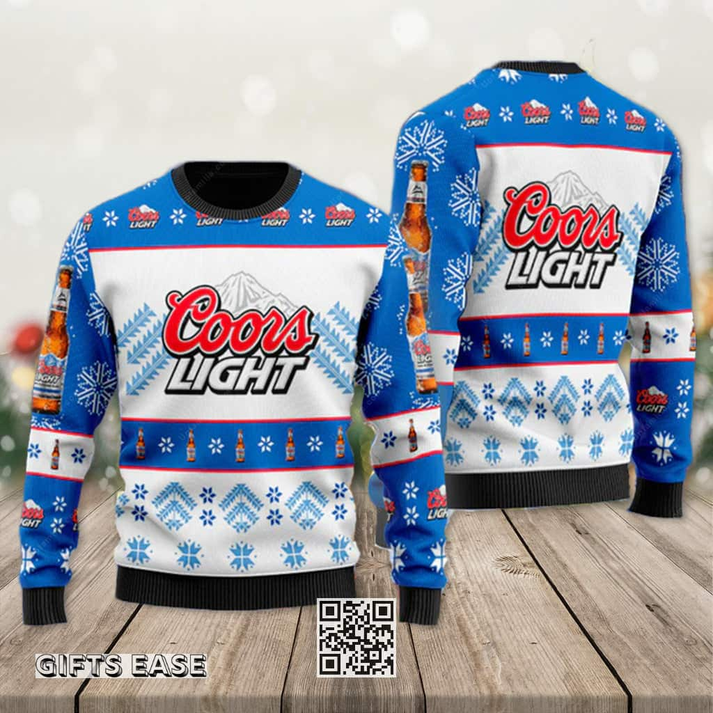 Coors Light Beer Ugly Christmas Sweater Classic Snowflakes Pattern Birthday Gift For Sister