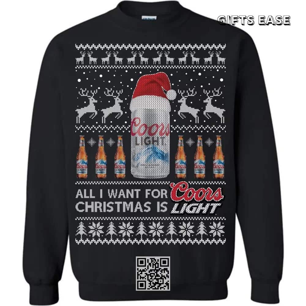 All I Want For Christmas Is Coors Light Beer Ugly Christmas Sweater Santa Hat Gift For Daughter From Mom