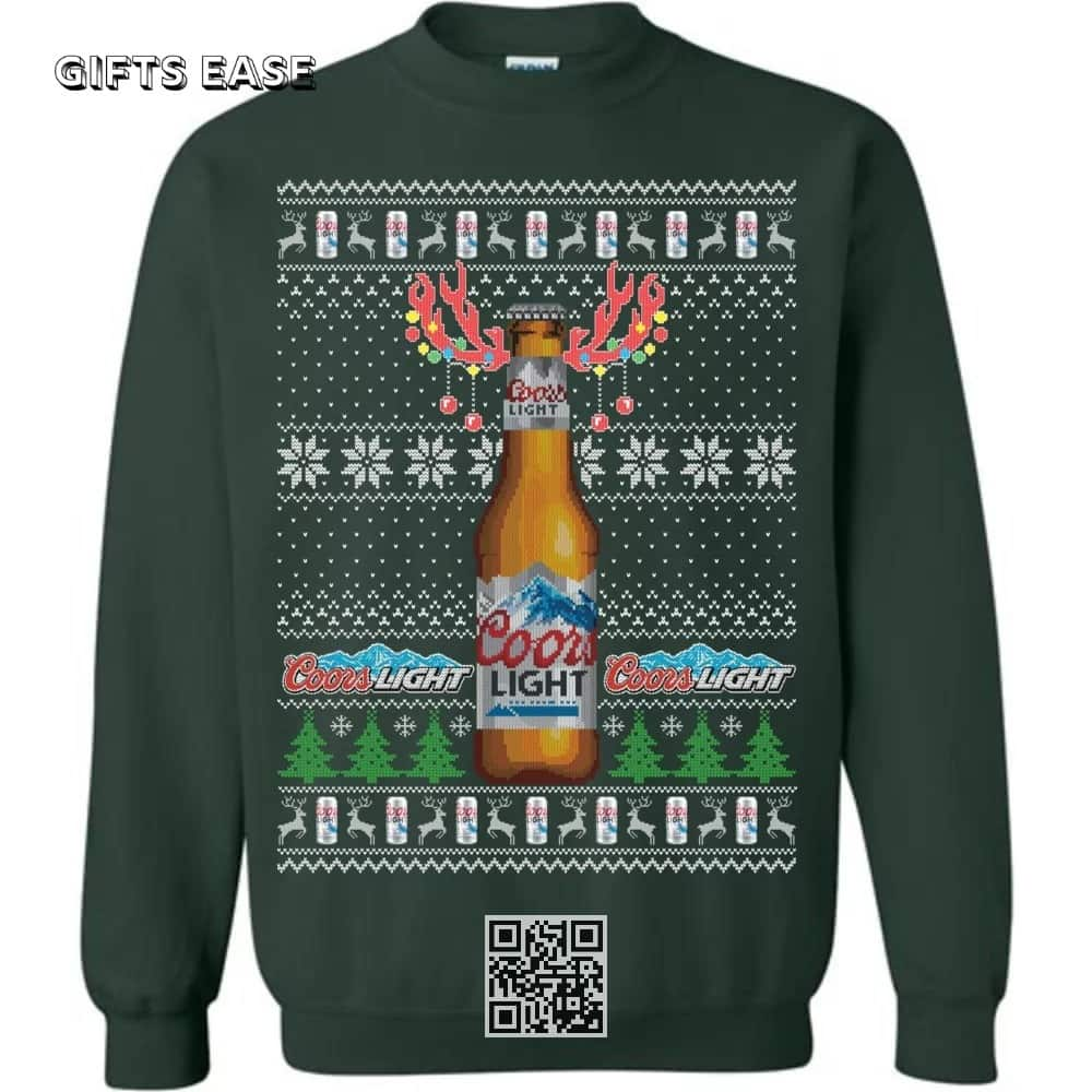 Funny Coors Light Beer Ugly Christmas Sweater Reindeer Bottle Gift For Son From Mom