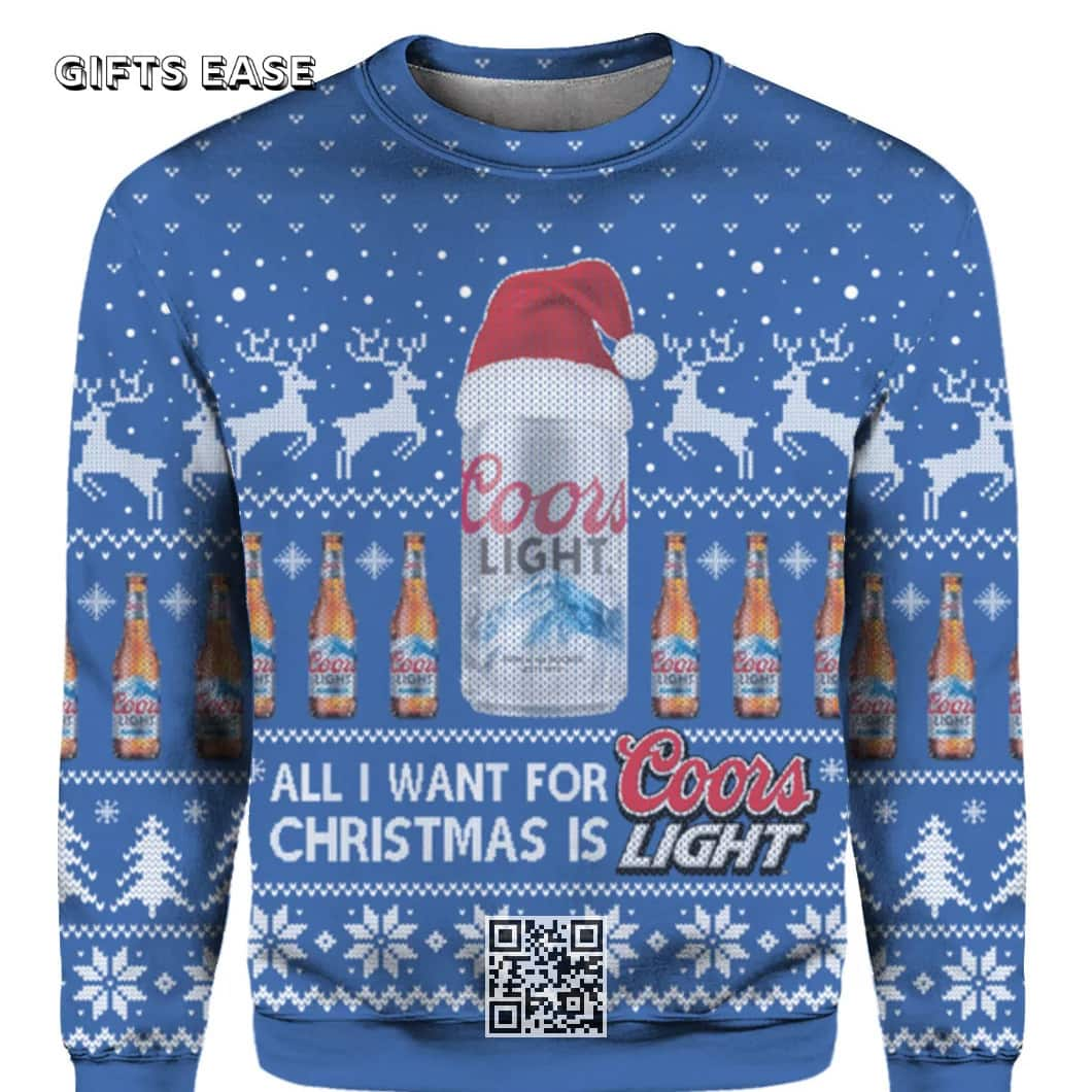 Royal All I Want For Christmas Is Coors Light Beer Ugly Christmas Sweater Gift For Daughter From Mom