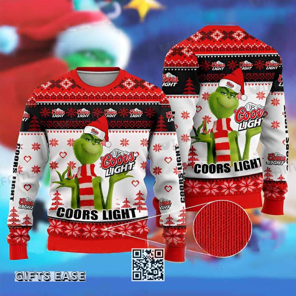 Funny Grinch Coors Light Ugly Christmas Sweater Gift For Family