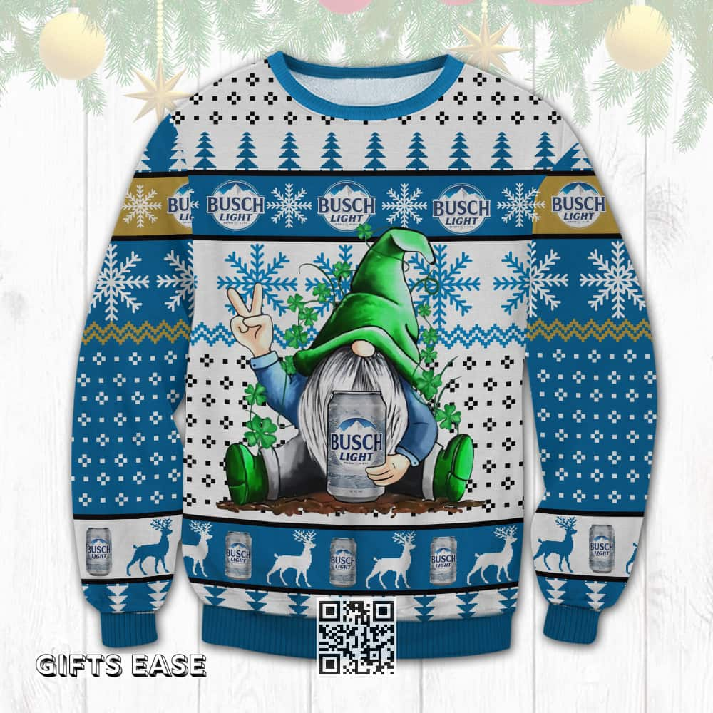 Funny Gnome Loves Busch Light Ugly Christmas Sweater Cool Gift For Friends