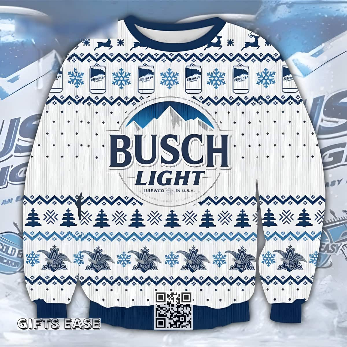 Busch Light Beer Ugly Christmas Sweater Brewed In USA Gift For Best Friends