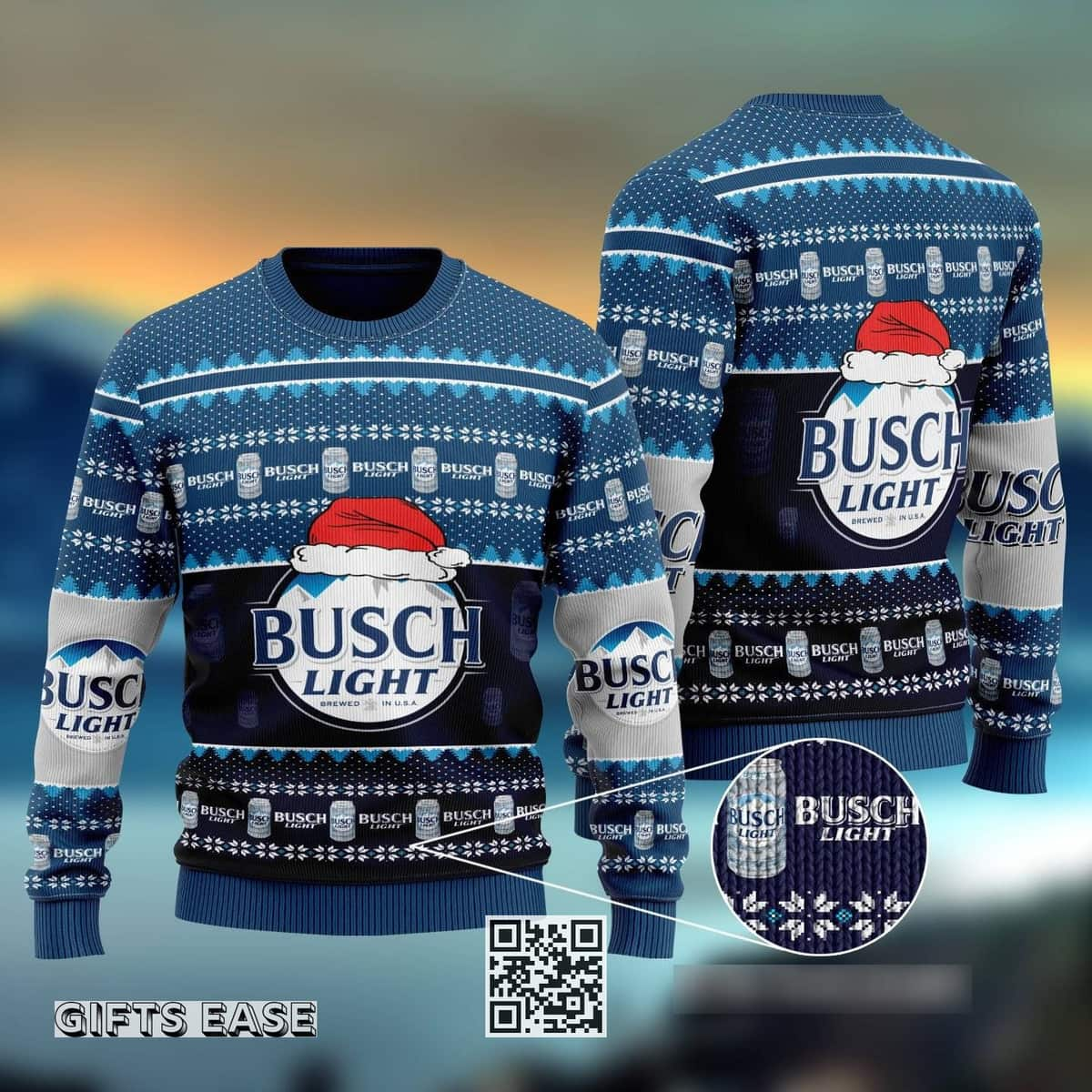 Busch Light Beer Ugly Christmas Sweater In A Cool Santa Hat Gift For Him