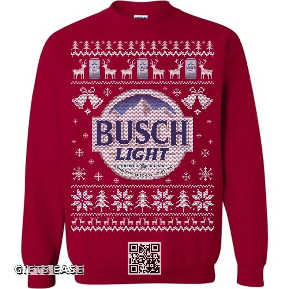 Red Busch Light Beer Ugly Christmas Sweater Gift For Son From Father