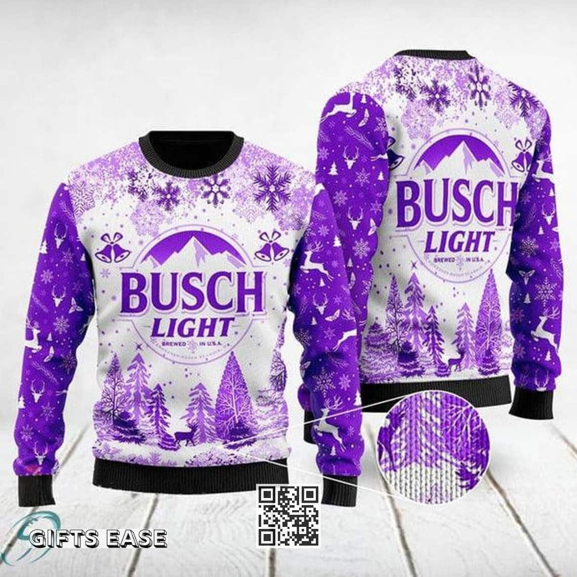 Busch Light Beer Ugly Christmas Sweater Cool Purple Snow