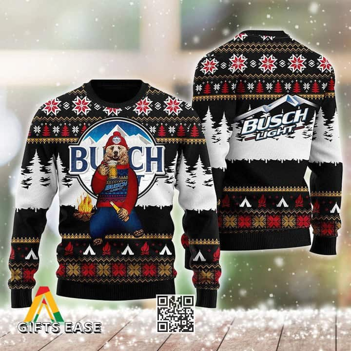 Vintage Bear Loves Busch Light Ugly Christmas Sweater Gift For Family