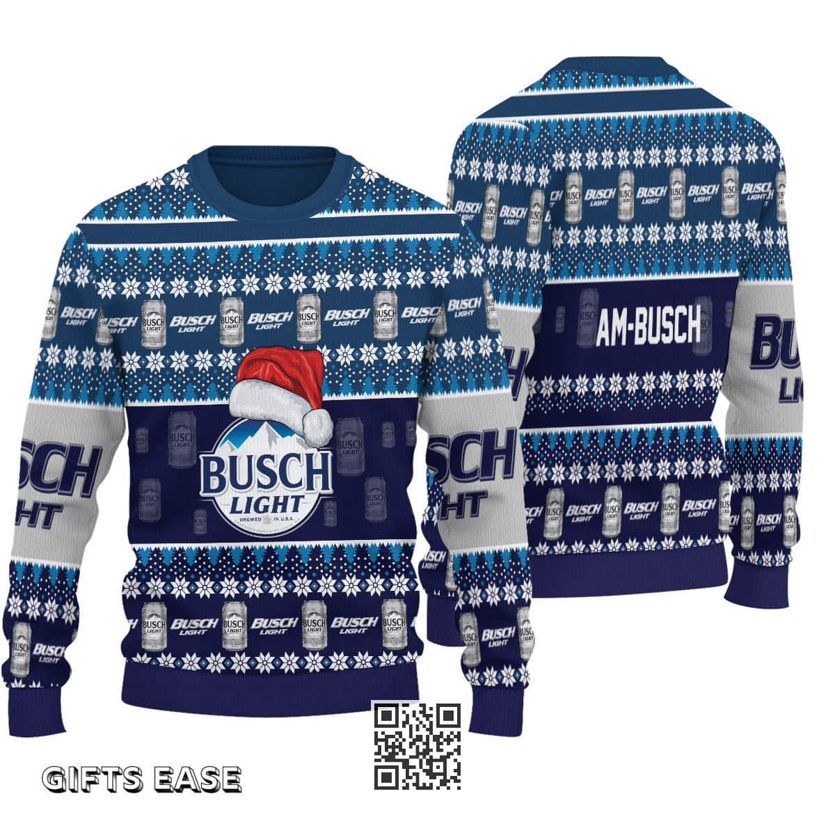 Santa Clause Busch Light Ugly Christmas Sweater Xmas Gift For Beer Drinkers