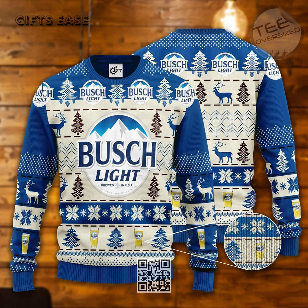 Busch Light Ugly Christmas Sweater Gift For Beer Drinkers