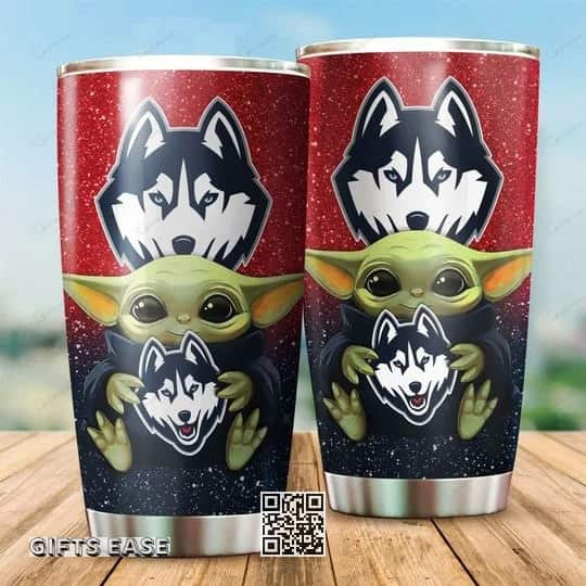 Huskies Loves Baby Yoda Tumbler Gift For Star Wars Fans