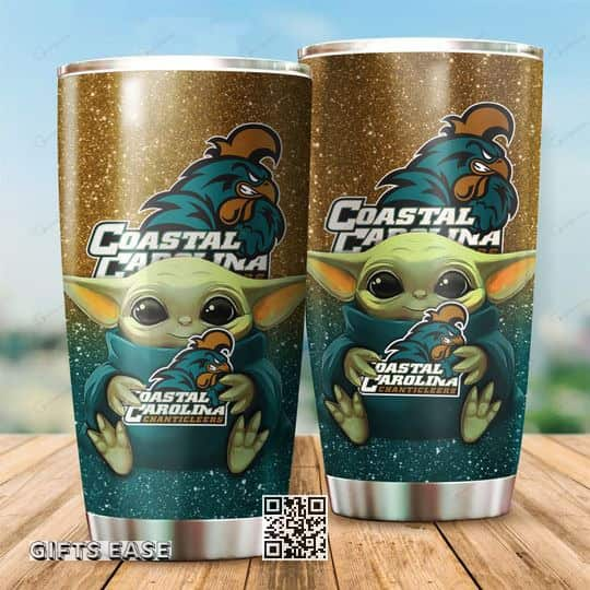 NCAA Coastal Carolina Chanticleers Baby Yoda Tumbler Star Wars Birthday Gift