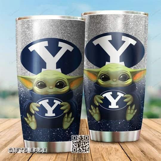 BYU Cougars Baby Yoda Tumbler Birthday Gift For Football Fans