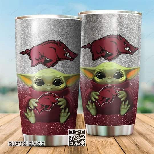 NFL Arkansas Razorbacks Baby Yoda Star Wars Tumbler Gift For Best Friends