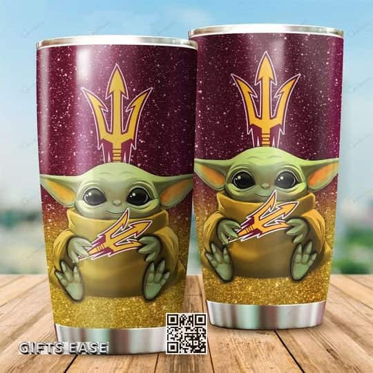 Arizona State Sun Devils Baby Yoda Tumbler Gift For Football Boyfriend