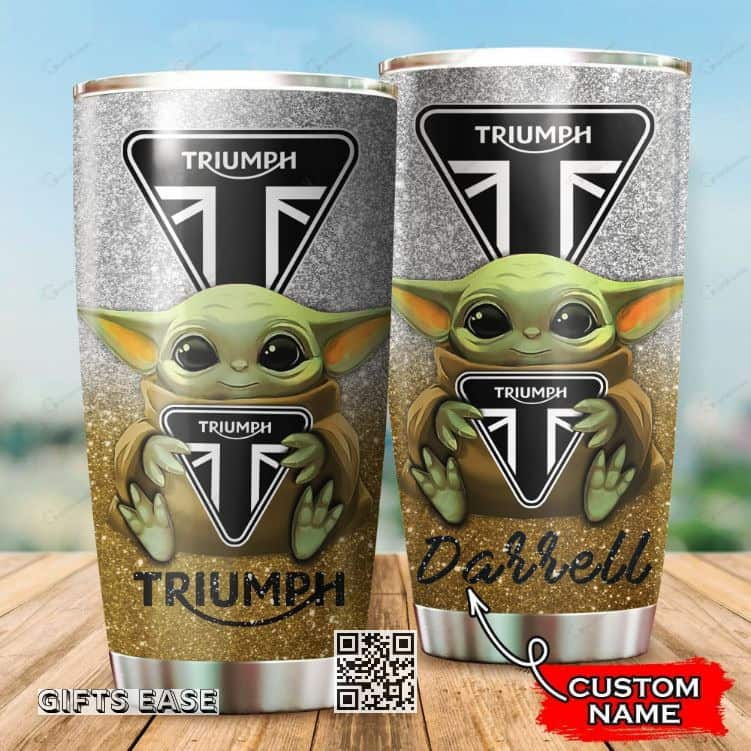 Silver Triumph Baby Yoda Tumbler Gift For Girlfriend Custom Name 