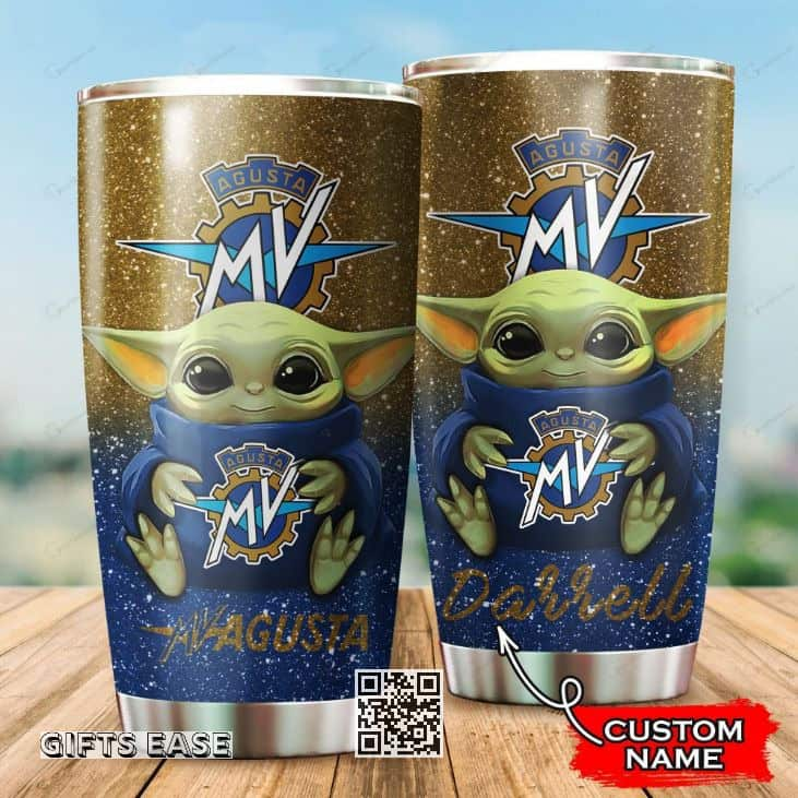 Brown Mv Agusta Baby Yoda Tumbler Gift For Friends Custom Name 