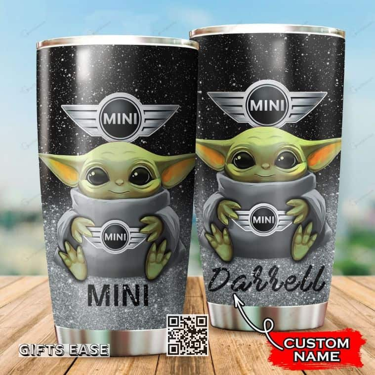 Black Mini Baby Yoda Tumbler Gift For Son Custom Name 