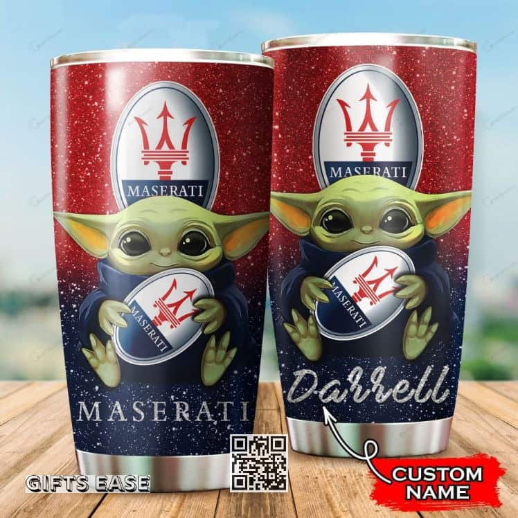 Red Maserati Baby Yoda Tumbler Sports Gift For Him Custom Name 