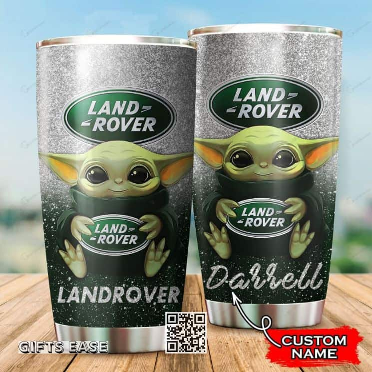 Silver Land Rover Baby Yoda Tumbler Gift For Husband Custom Name 