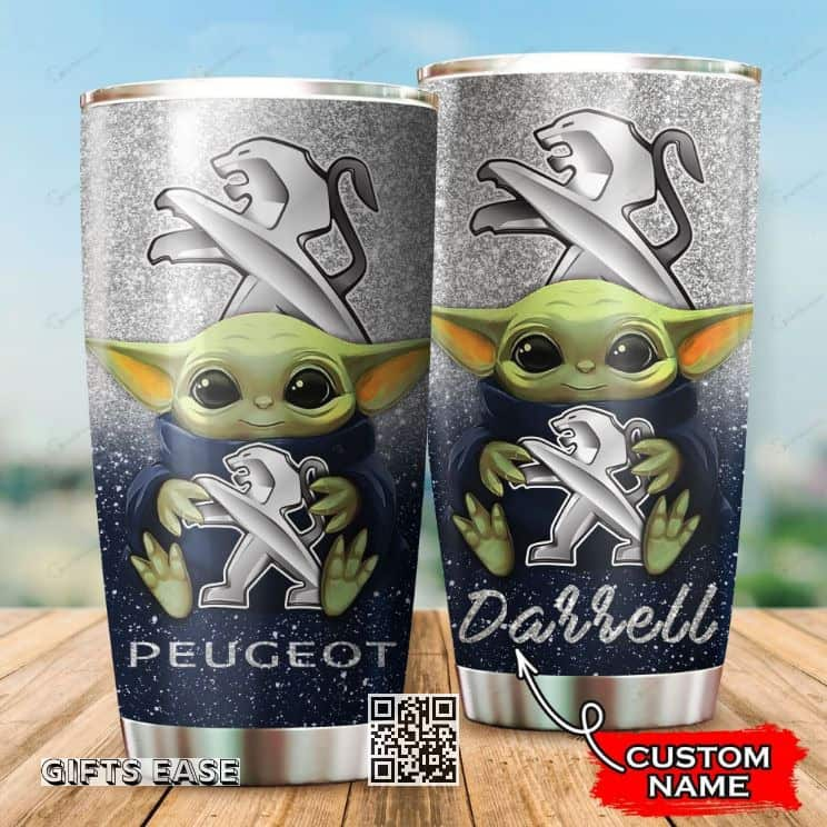 Silver Buick Baby Yoda Tumbler Cool Gift For Son From Dad Custom Name 