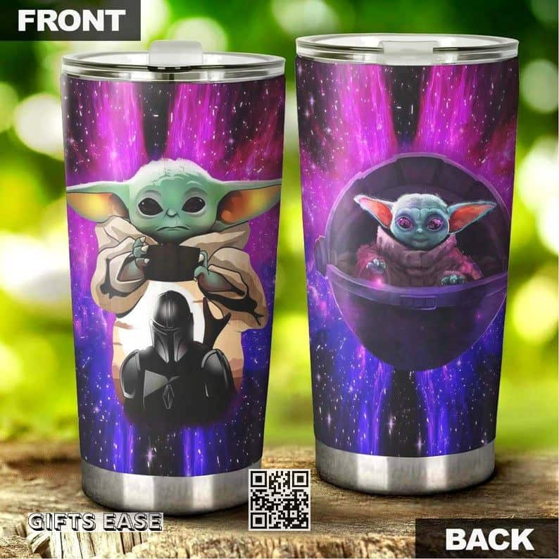 Baby Yoda Tumbler Purple Gift For Mandalorian Fans 