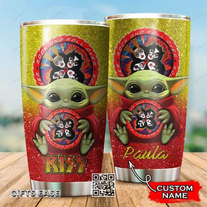 Baby Yoda Kiss Band Tumbler Cool Gift For Girlfriend Custom Name 