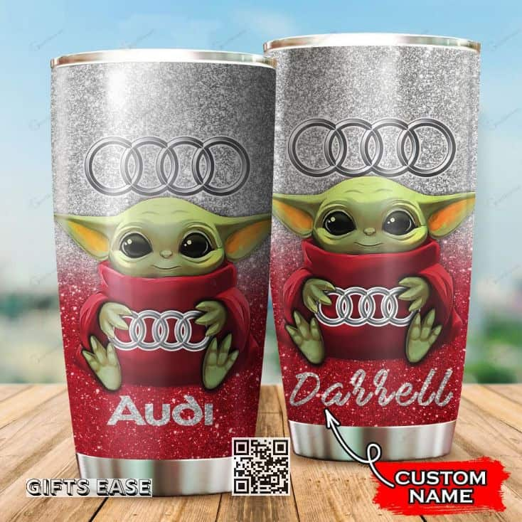 Audi Baby Yoda Tumbler Cute Gift For Best Friends Custom Name 