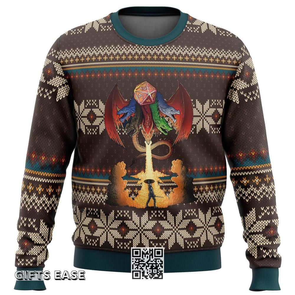 Brown Dungeons & Dragons Ugly Christmas Sweater