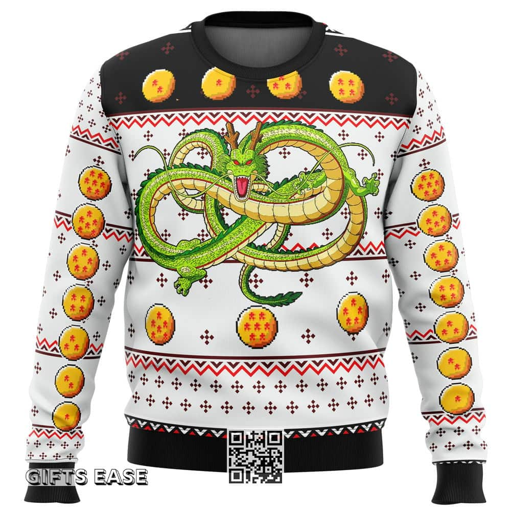 Black And White Dragonball Z Shenron Ugly Christmas Sweater