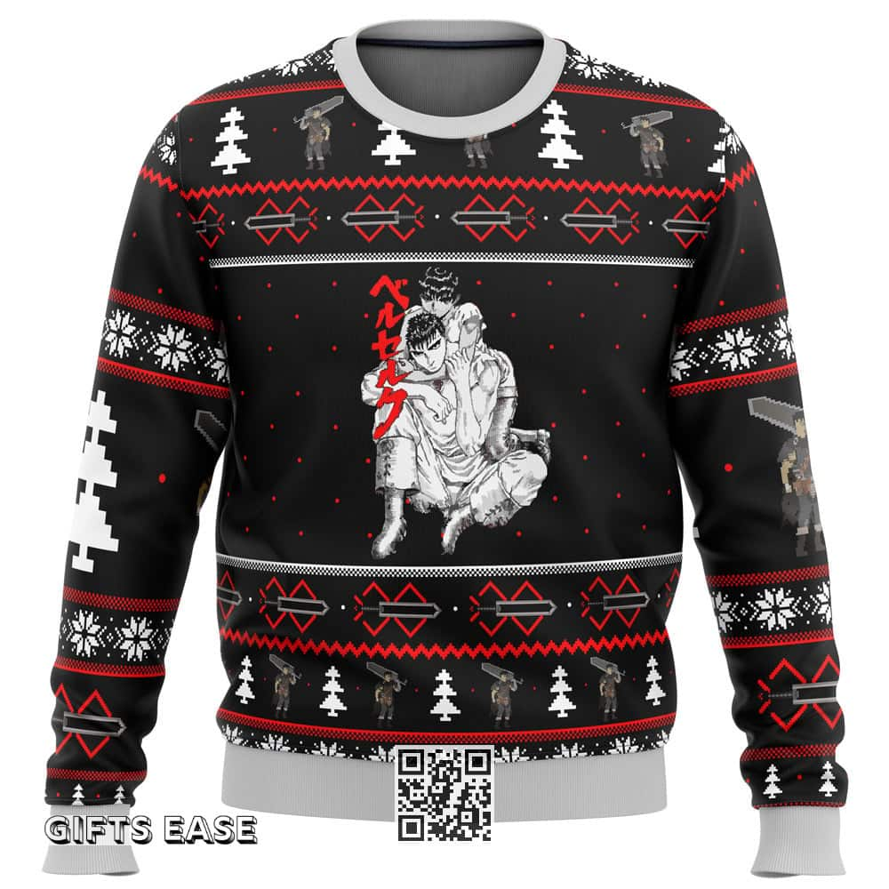 Black Berserk Guts And Casca Ugly Christmas Sweater