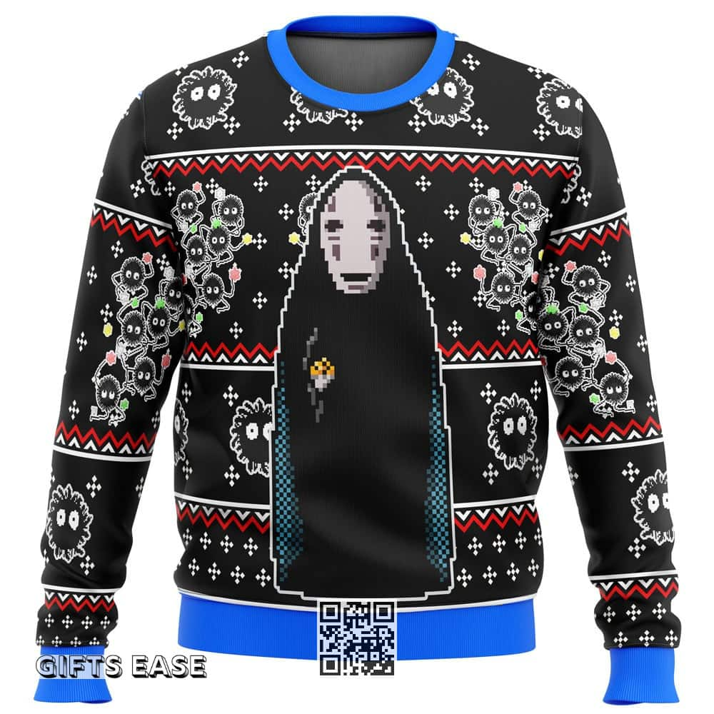 Black Spirited Away No Face Ugly Christmas Sweater Studio Ghibli