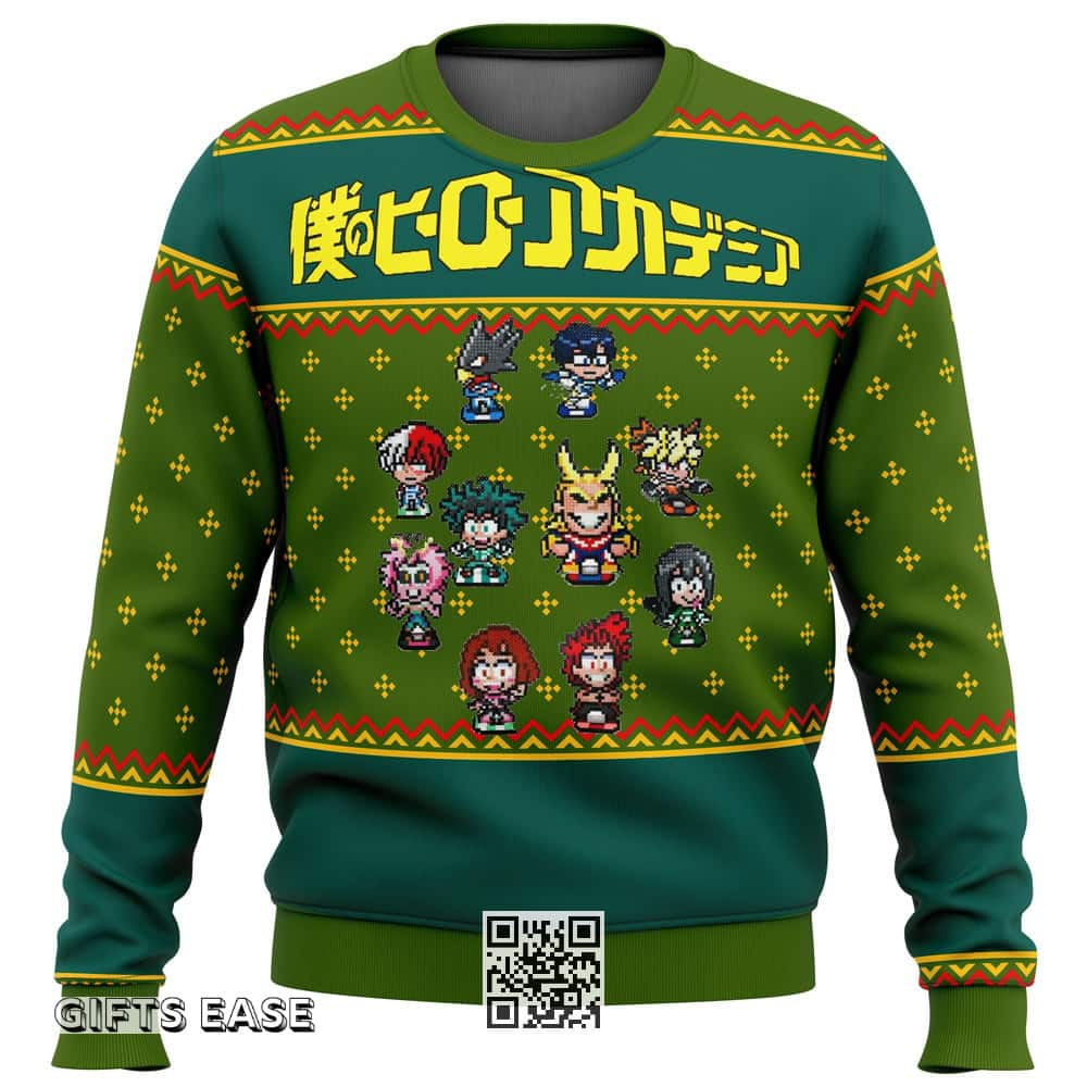 My Hero Academia Ugly Christmas Sweater Snowflake Pattern