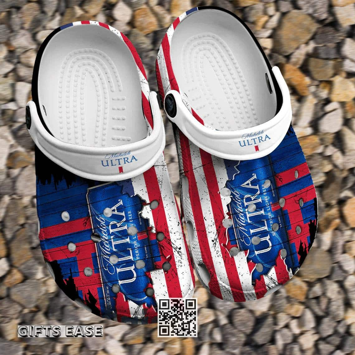 Michelob ULTRA Beer Crocs Clogs US Flag Sandals