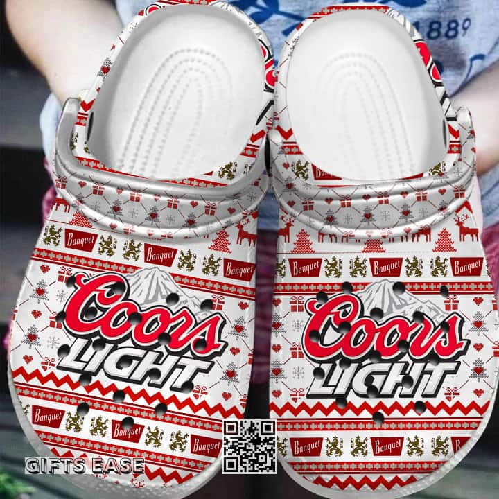 Coors Light Beer Crocs Clogs Christmas Pattern Sandals