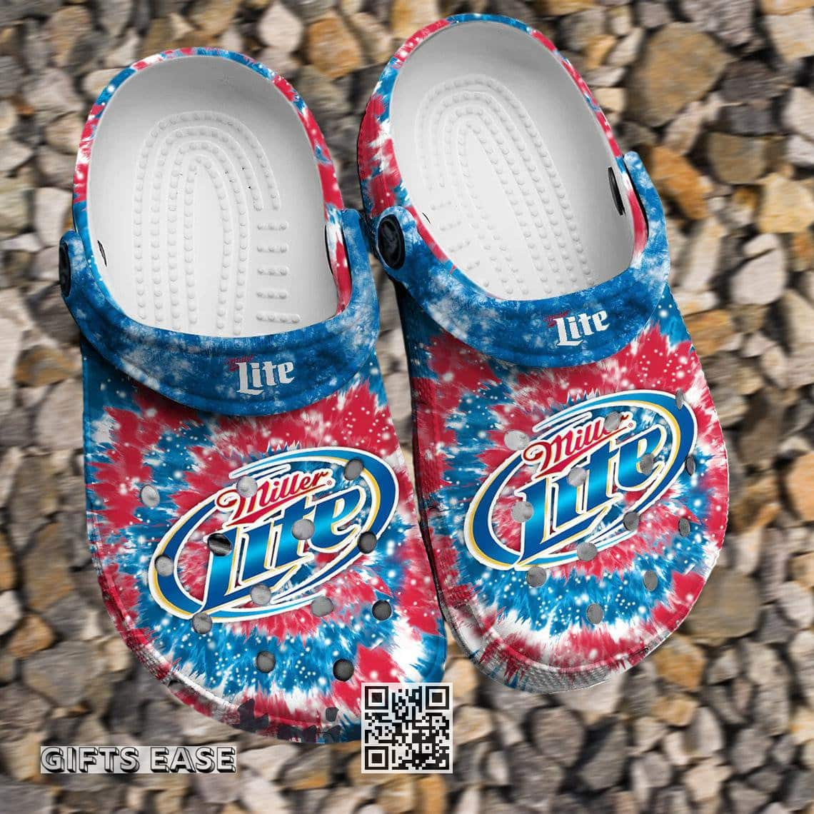 Miller Lite Beer Crocs Clogs Tie Dye Pattern Sandals