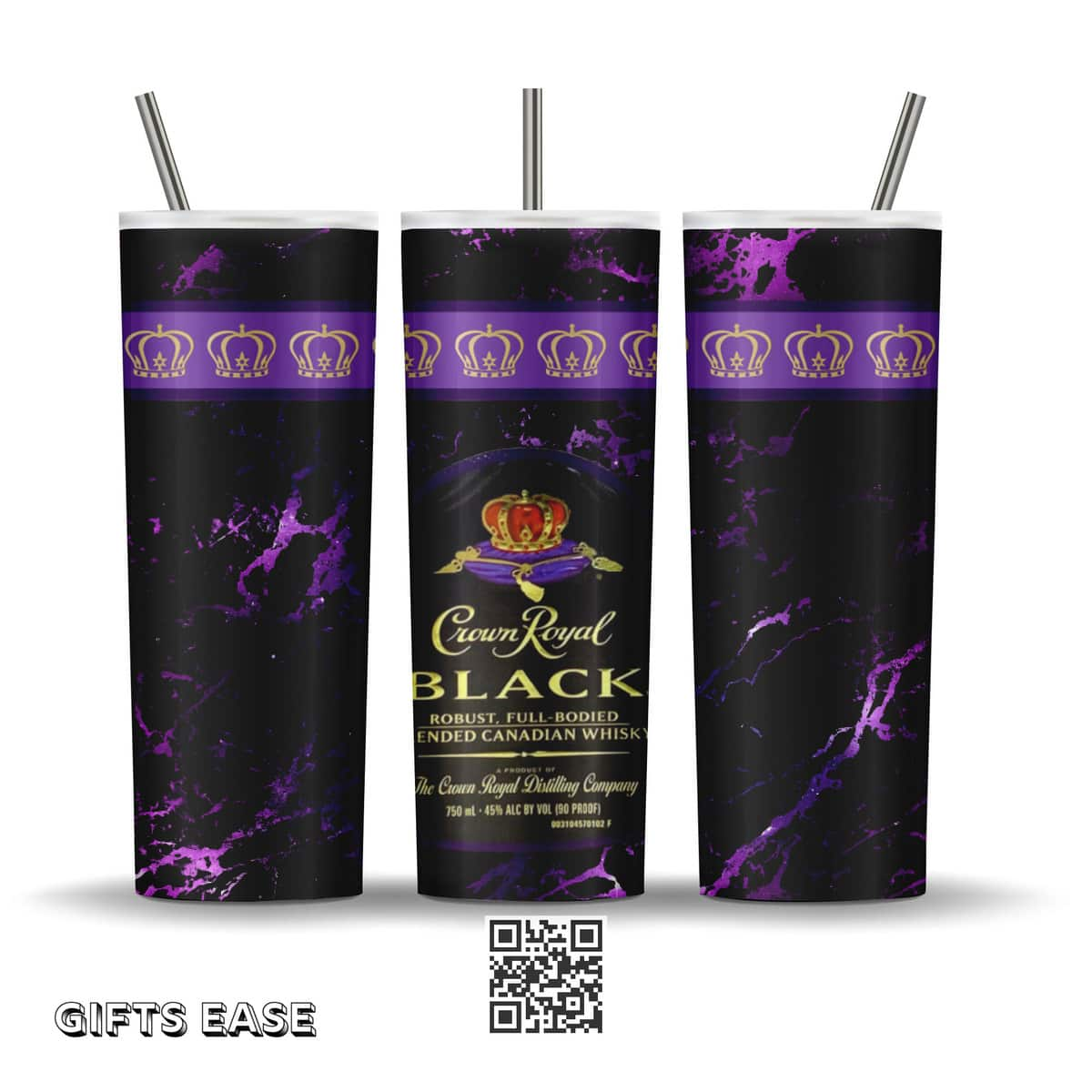 Black Crown Royal Tumbler Gift For Whisky Lovers