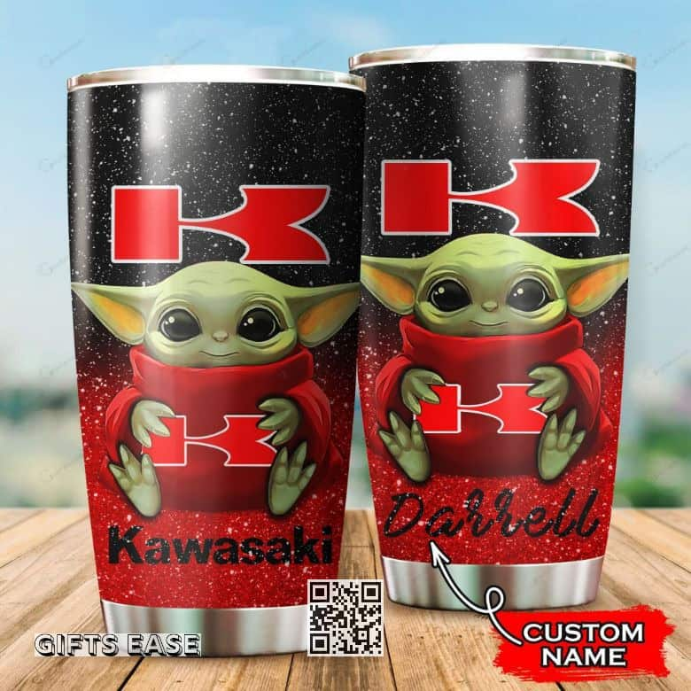 Kawasaki Baby Yoda Tumbler Custom Name Star Wars Gift