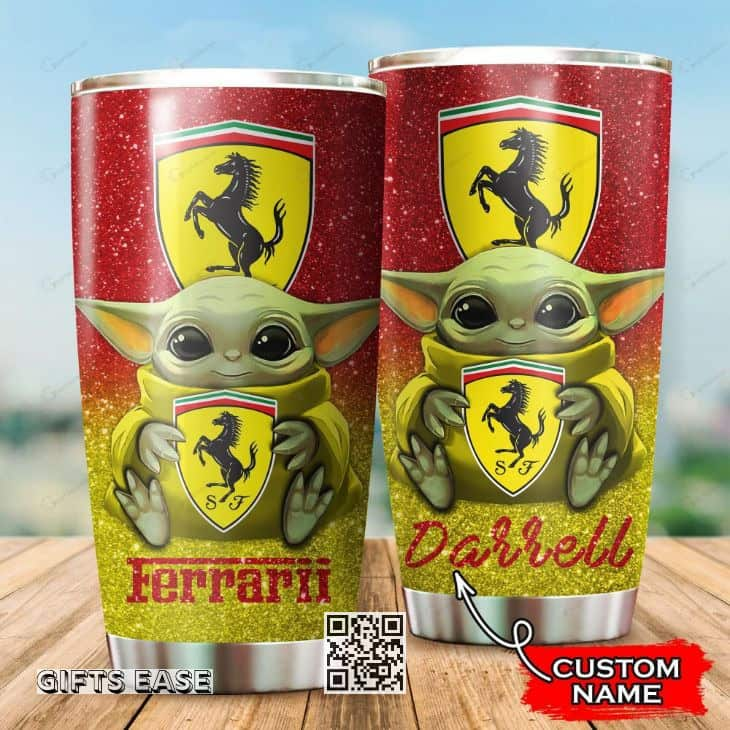 Ferrari Star Wars Baby Yoda Tumbler Custom Name