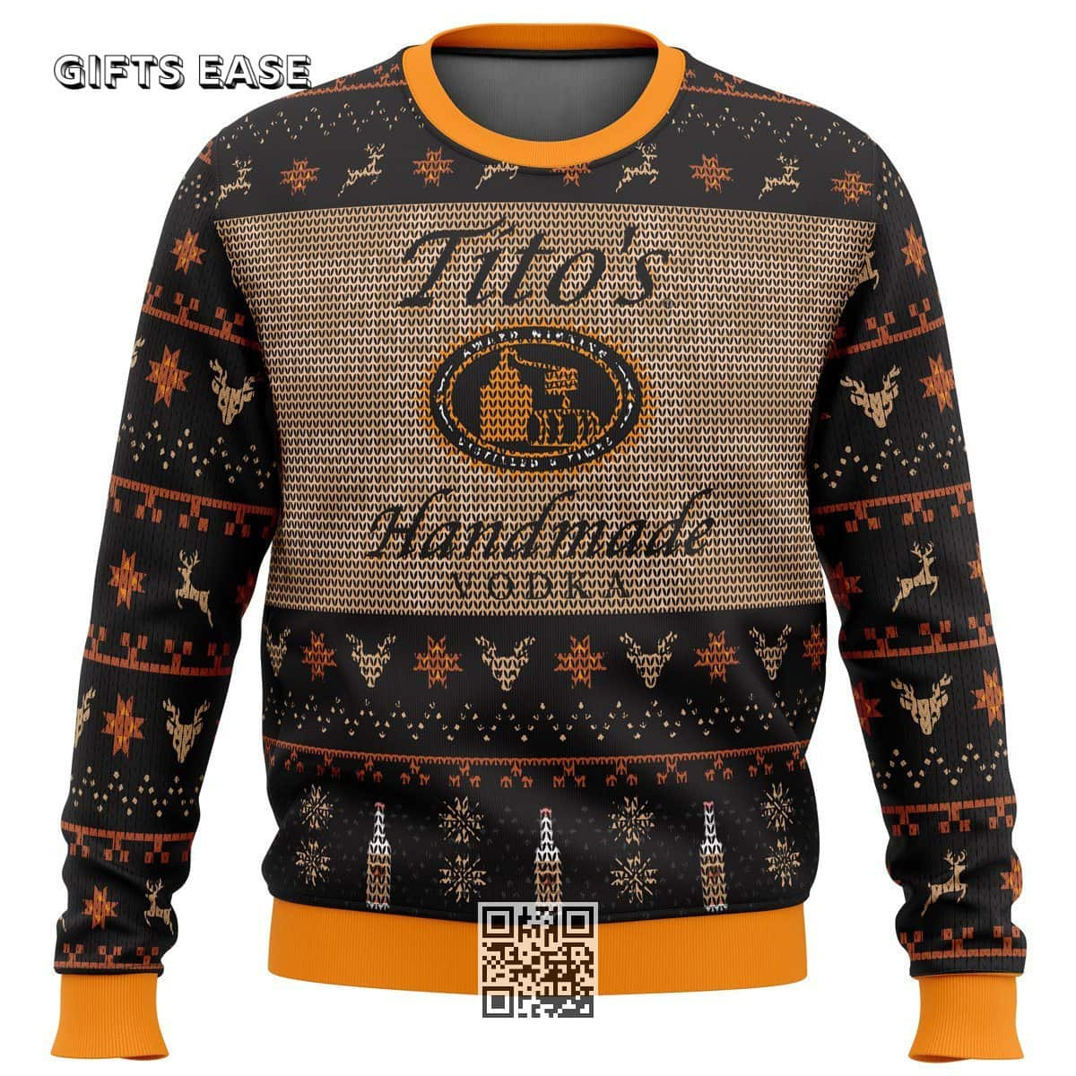 Tito’s Vodka Ugly Christmas Sweater Reindeer And Snowflake Pattern