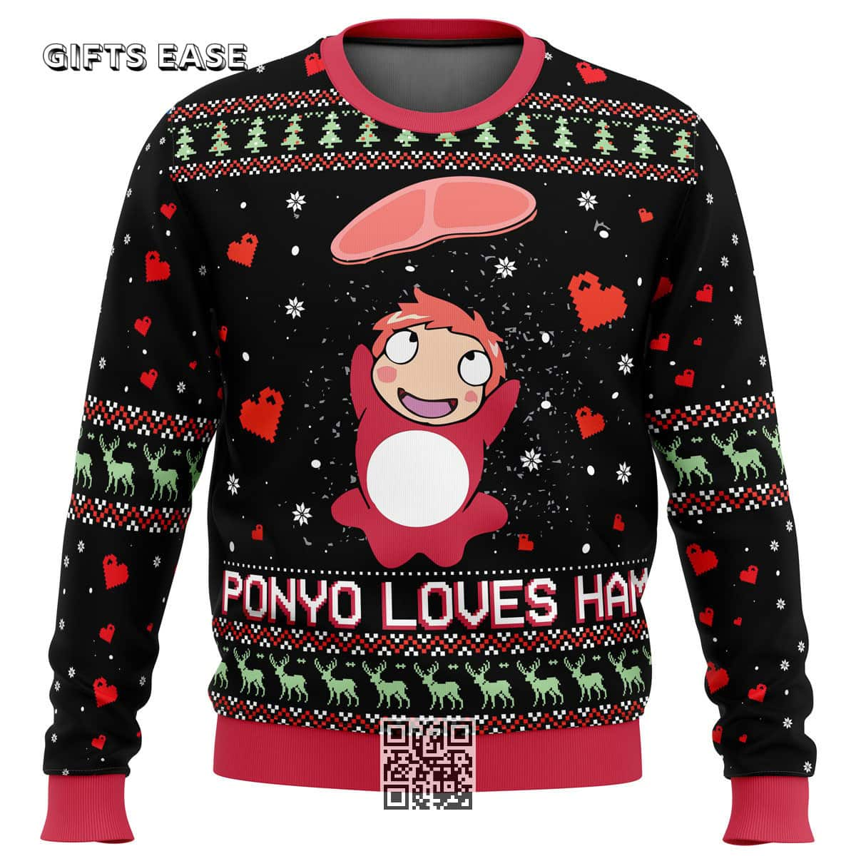 Studio Ghibli Ugly Christmas Sweater Ponyo Loves Ham Miyazaki