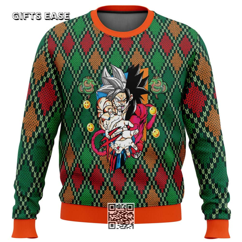 Colorful Dragon Ball Z SSJ4 Goku Ugly Christmas Sweater