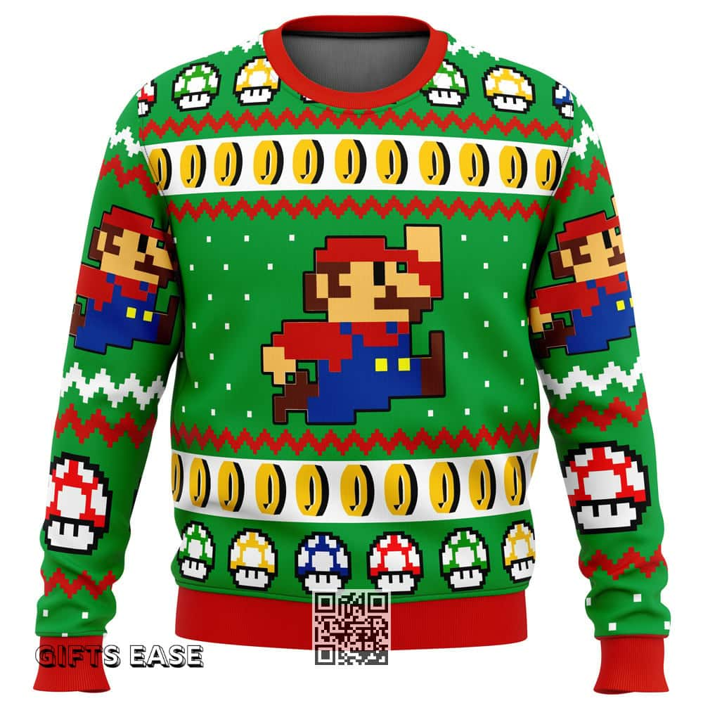 Cool Super Mario Jump Ugly Christmas Sweater